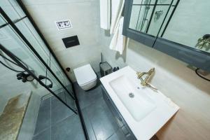 Solomon's Mansion Hotel Istanbul في إسطنبول: حمام مع حوض ومرحاض