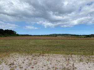 een groot open veld met een bewolkte hemel bij Thurstaston Field in Thurstaston