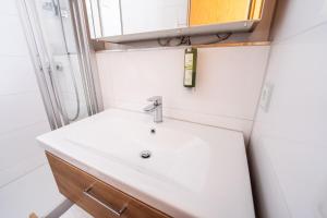 un bagno con lavandino e doccia di CityWohnungFN a Friedrichshafen