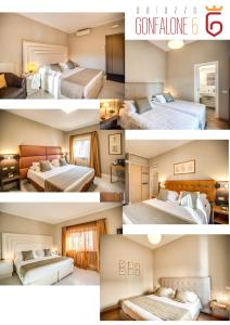 a collage of four pictures of a hotel room at Gonfalone 6 in Rome