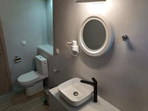 a bathroom with a toilet and a sink and a mirror at Silver View Aprovato in Apróvaton +31 photos