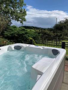 a swimming pool in a yard at Jane Welsh Cottage in Thornhill