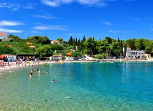 a group of people in the water at a beach at Apartments Belvedere - A3 in Nečujam