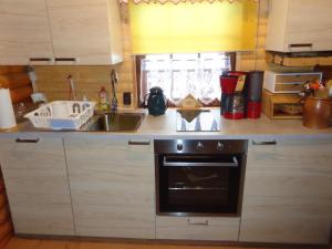 een keuken met een wastafel en een oven bij Ferienhaus Sachse in Pockau