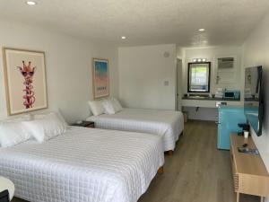 a hotel room with two beds and a television at Double Room in Lake City
