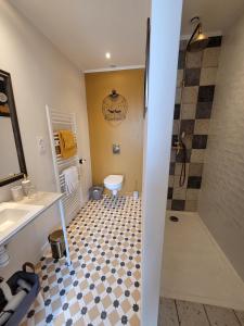 a bathroom with a toilet and a sink and a shower at Madeleine Bergerac in Bergerac +73 photos