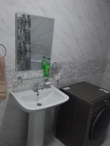 a bathroom with a sink and a mirror at Apartment in Fergana