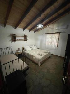 a bedroom with two beds and a window at villa athos in Sarti