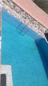 een gesloten zwembad met blauw water bij Magnifique ferme avec piscine in Marrakesh