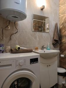 プリモルスコにあるAstara Apartmentsのバスルーム(洗濯機、シンク付)