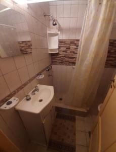 een kleine badkamer met een wastafel en een toilet bij LUIS MENDOZA in Mendoza