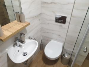 a bathroom with a white toilet and a sink at Apartman Borovi Divčibare in Divčibare