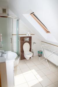 a bathroom with a toilet and a sink at Willa Tomaszek in Władysławowo