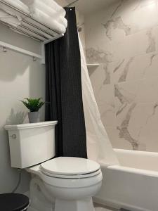 een badkamer met een toilet, een douche en een bad bij Exotic Basement apartment, fully furnished in Provo
