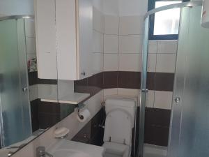 een kleine badkamer met een toilet en een wastafel bij Privatni smještaj Radić in Teslić