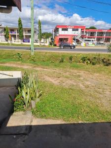 a car driving down a road near a field of grass at Town Centre Stays in Nadi