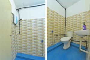 - deux photos d'une salle de bains avec toilettes et douche dans l'établissement F HOTEL, à Bayan Lepas
