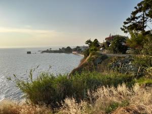an island in the water with a house on it at Maisonette Basilissa in Nea Potidaea