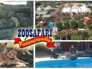kolaż zdjęć zoo z lwami i parkiem w obiekcie Il giardino delle Fate w mieście La Correggia