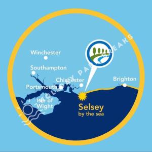 a speech bubble with a map of svalley by the sea at Homely 2 bed @ Seal Bay Resort in Selsey