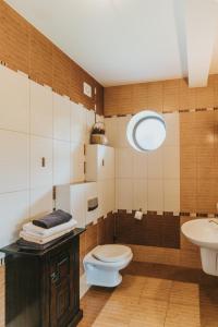 łazienka z toaletą i umywalką w obiekcie Grzechowisko w Wetlinie