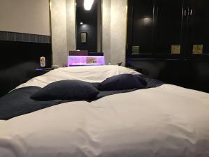a bedroom with a bed with a laptop on it at Hotel Valentine (Adult Only)/Vacation STAY　A館 in Tottori