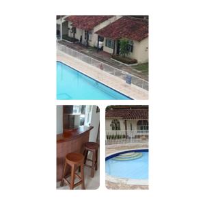 un collage de dos fotos de una casa y una piscina en Apartamento Ubicadisimo Melgar lll, en Melgar