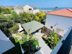 an aerial view of a house with a garden at Selini Seaview Villa in Kissamos