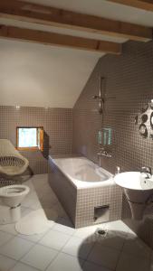 a bathroom with a tub and a toilet and a sink at Country Villa Velebit, Sveti Rok, Lika in Sveti Rok +28 photos