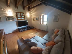 an overhead view of a living room with a couch at Country Villa Velebit, Sveti Rok, Lika in Sveti Rok