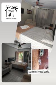伊台波阿蘇的住宿－Casa 6 Suites e Eventos，客厅和卧室的拼合物