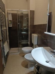 ヴェローナにあるB&B Mavipagiのバスルーム(シャワー、トイレ、シンク付)