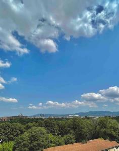 uma vista para um céu azul com nuvens e árvores em Panoramic 7 em Turim