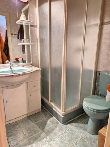 a bathroom with a shower and a toilet and a sink at Maison - Les Angles T4 70m2 - Vue exceptionnelle in Les Angles