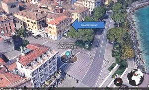 an aerial view of a city with a map of a street at Palazzo Visconti Luxury Suite DesenzanoLoft Official Partner Homes & Villas by Marriott Bonvoy in Desenzano del Garda