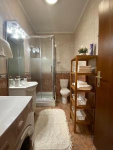 W łazience znajduje się prysznic, toaleta i umywalka. w obiekcie Apartment 'Amano' w mieście Selce