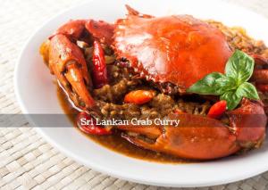 een bord eten met een krab op een tafel bij The Croft Sri Lanka 