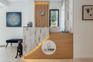 A seating area at SkyView apartments