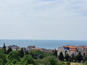 a city with buildings and the ocean in the background at Buongiorno! Premium in Sveti Vlas