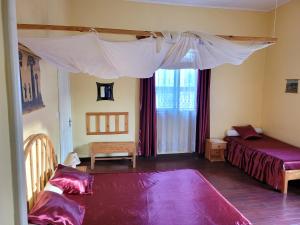 een slaapkamer met een bed en een baldakijn bij Residence MATSIATRA in Fianarantsoa