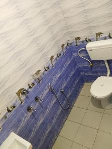 Somatheertham Ayurvedic Resort في تريفاندروم: حمام مع مرحاض وبعض رؤوس الدش