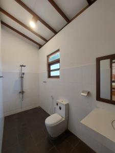 a bathroom with a toilet and a sink and a mirror at The Treasure - Habarana in Habarana