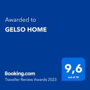 GELSO HOME tanúsítványa, márkajelzése vagy díja