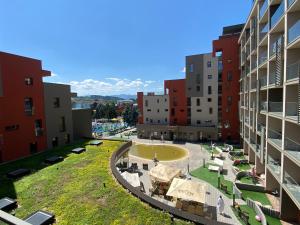 an aerial view of a courtyard in a building at Apartment Family Besenova Aquapark in Bešeňová