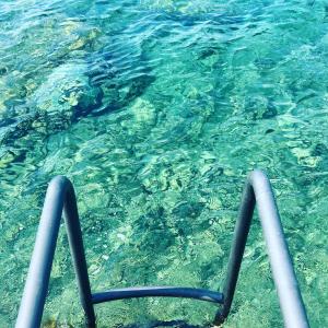 a view of the water from a boat in the ocean at Perdika's Nest, family friendly house by the sea in Perdika