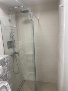 eine Dusche mit Glastür im Bad in der Unterkunft Apartman Martinac in Split