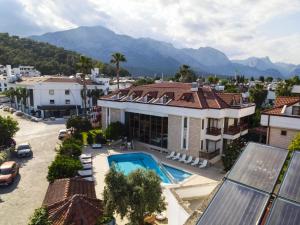 an aerial view of a house with a swimming pool at Felice Hotel in Kemer