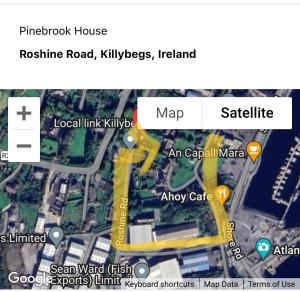 a screenshot of a map of a road with a map at Pinebrook BnB En-suite 1 double bed in Killybegs