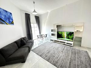 TV a/nebo společenská místnost v ubytování Nice Rooms for Rent in Compound Housing near Burj Alarab Dubai Villa 125