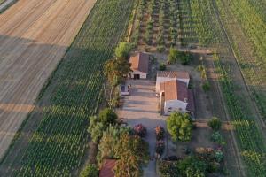eine Luftansicht eines Hauses auf einem Feld in der Unterkunft Casale Piombino Golfo Follonica Elba in Piombino